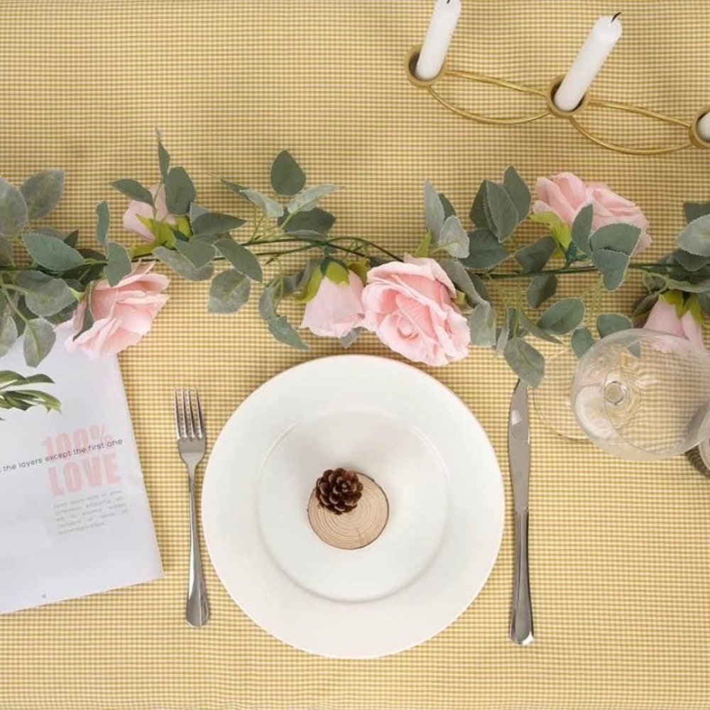 4 count | Pink Rose Floral Vines Green Leaves Garland Wedding Dining Table Decor - Picture 3 of 4